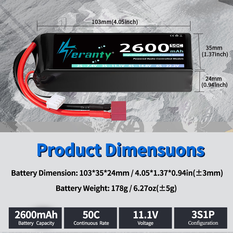 TERANTY 3S 2200/2400/2600mAh L - Drone Battery Connector ulasan dan harga